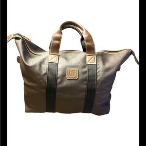 Authentic Vintage Dunhill Herringbone Canvas & Leather Boston Bag